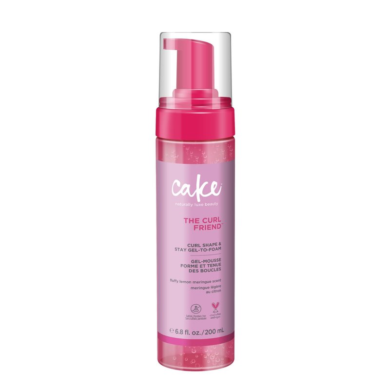 Cake Beauty Gel-to-Foam Curl Styler, The Curl Friend – High Hold Curl Defining Gel, Frizz Protection, Coconut Oil & Shea Butter - For Curly Hair- 6.8 fl oz./ 200 mL