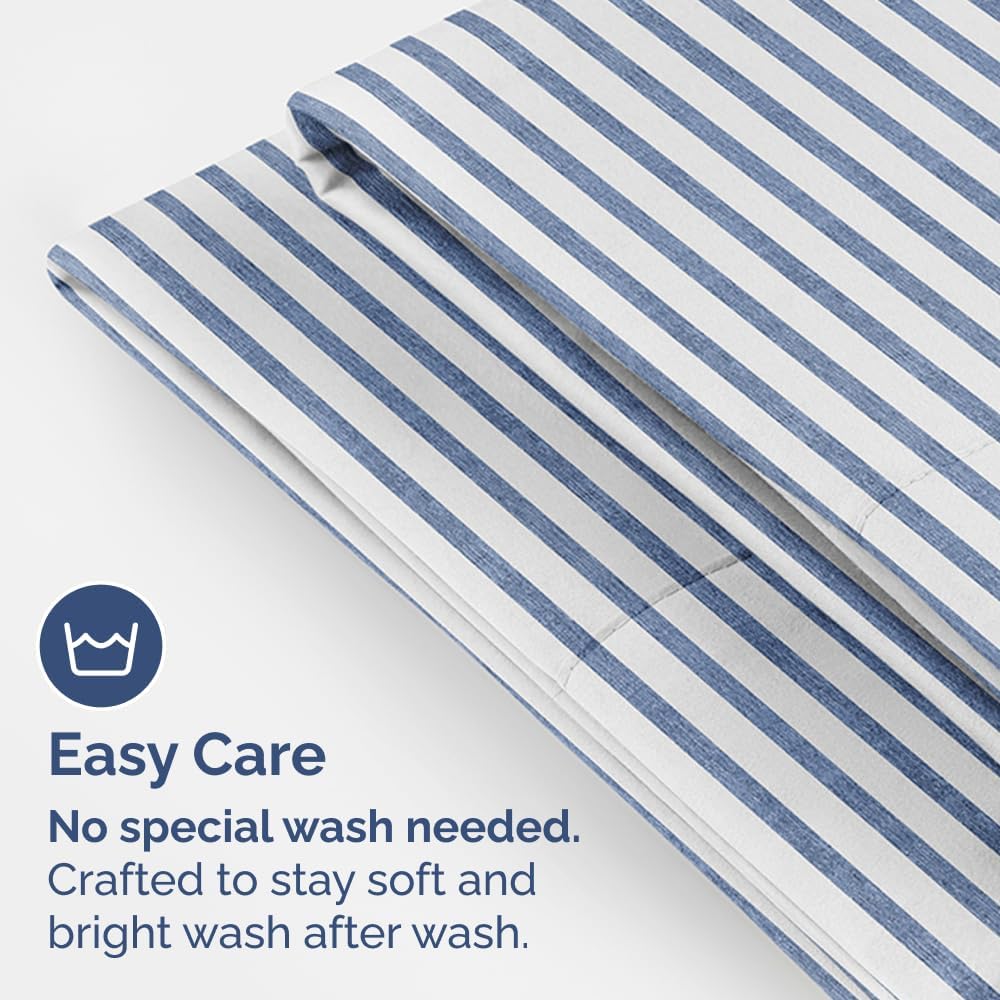 Skiennix Standard Pillow Cases - Ultra-Soft Hotel Quality Covers | Comfy, Wrinkle-Free, Stain & Fade Resistant | 2-Piece Set in Blue Stripes