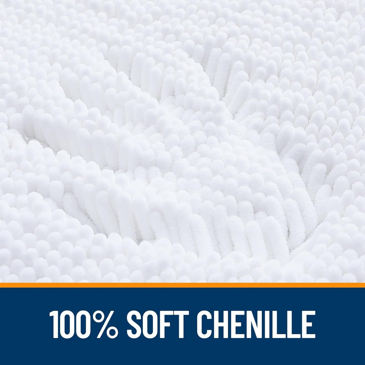 OLANLY Large Bath Rugs - Extra Soft Chenille, Quick Dry & Machine Washable | 40x24 Inches, White