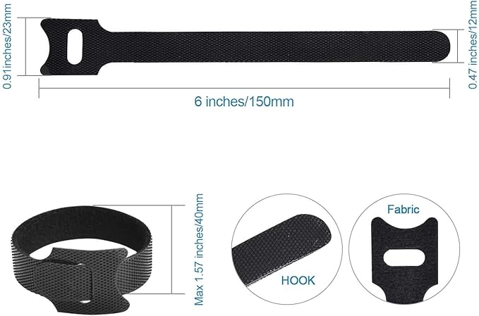 HMROPE 60PCS Fastening Cable Ties Reusable