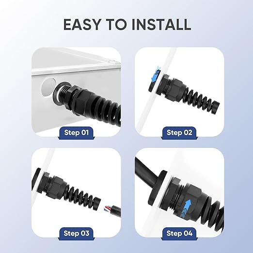 Strain Relief Cord Connector,LISTENJIALE 5Pcs NPT 1" Waterproof Cable Gland Flex Spiral Strain Relief Adjustable 18-25mm Cable Connector Nylon Joint with Gaskets(Black)