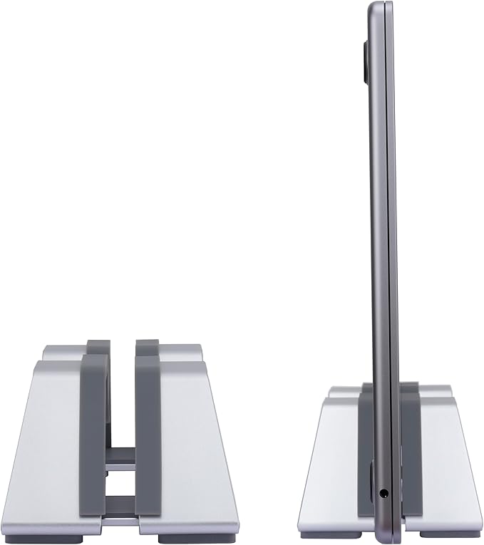 Psitek Adjustable Vertical Laptop Stand - Aluminum, Universal Fit for All Laptops (10-30mm Thickness) - Fashion Design, Adjustable Width, Anti-Slip & Scratch-Resistant, Patented Design