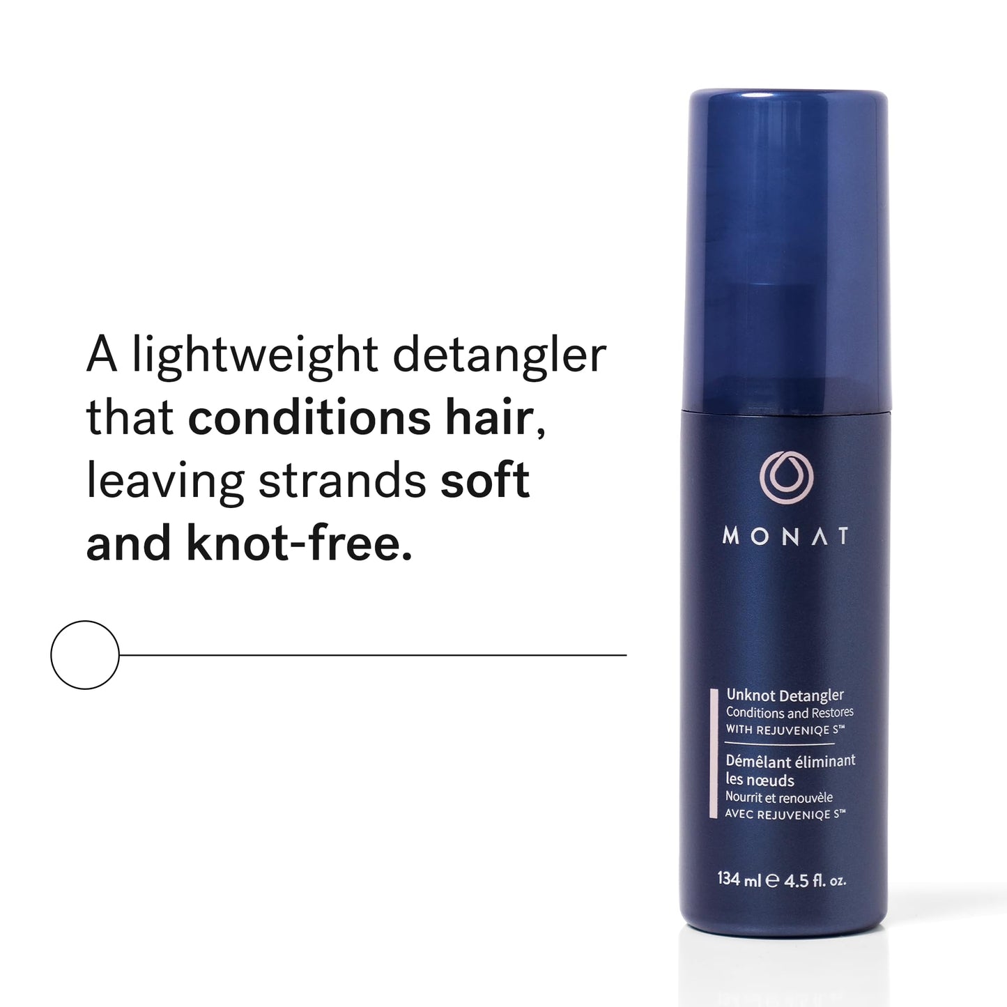 MONAT Unknot Detangler Infused with Rejuveniqe® S - Lightweight, Anti Frizz Hair Detangler Spray Leaving Strands Soft and Knot-free. Safe for Color-treated Hair. -Net Wt. 134 ml / 4.5 fl. oz.