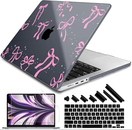 DONGKE Compatible with MacBook Pro 16 Inch Case (2026-2021 Release, M5 M4 M3 M2 M1 Pro/Max Chip), Plastic Hard Shell Cover with Keyboard Cover & Screen Protector for MacBook Pro 16", Bows & Stars