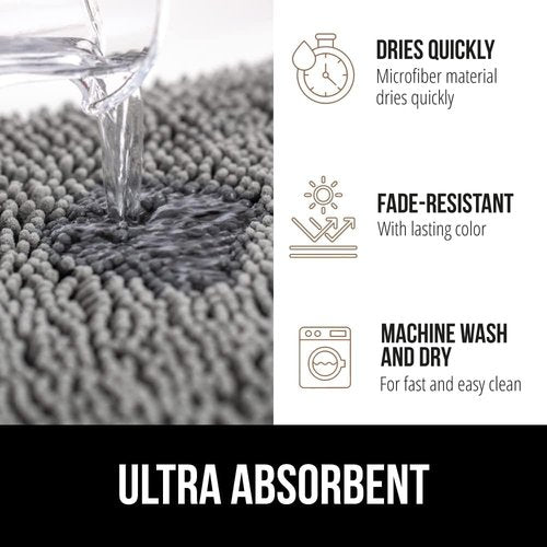 Gorilla Grip Bath Rug & Two-Way Sun Blocking Window Film - Machine Washable Gray Rug & Frosted Peel and Stick Film 11.8x78.7