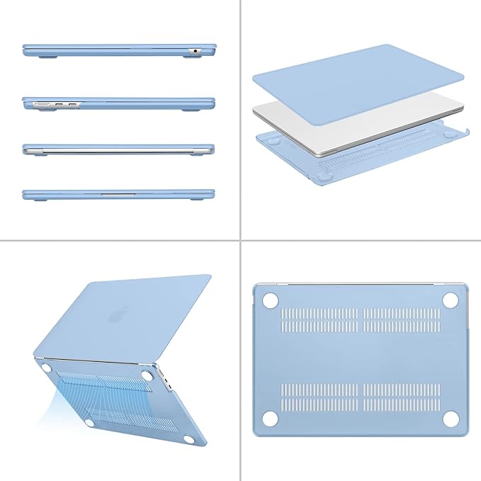 MOSISO Compatible with MacBook Air 13 inch Case M5 2026 M4 2025 M3 M2 2024-2022 A3449 A3240 A3113 A2681, Hard Shell&Keyboard Cover&Screen Film&Type C for MacBook Air 13.6 inch Case, Air Blue