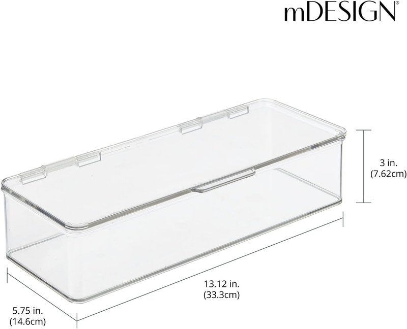 Makeup Storage Organizer Box - Stackable Clear Container for Vanity | Holds Blenders, Palettes & Brushes - 2 Pack