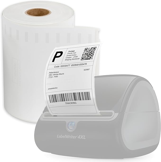 LabelMe 4x6 Thermal Labels Roll - Compatible with Dymo 4XL or Rollo 4x6, Perforated Strong Adhesive, Replaces Dymo 1744907, 250 Per Roll
