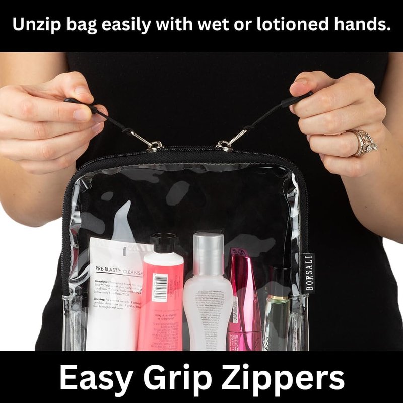 BORSALI TSA Approved Clear Toiletry Bag Set - 3 Color Travel Organizers for Easy Security Access