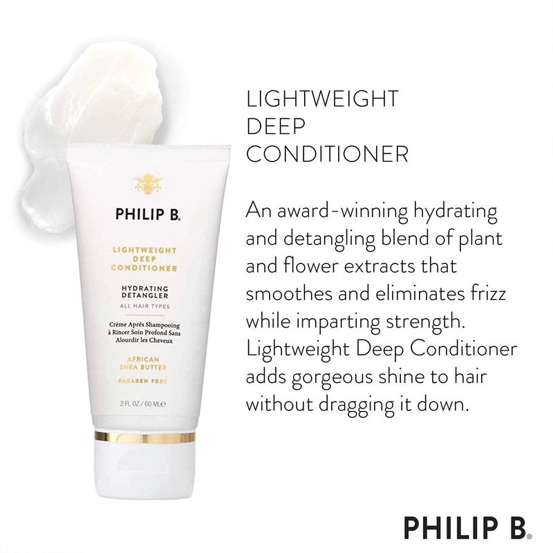PHILIP B Lightweight Deep Conditioner, 2 fl. oz. (60 ml) - Hydrating Detangler, Adds Moisture, Shine and Smoothness, For All Hair Types