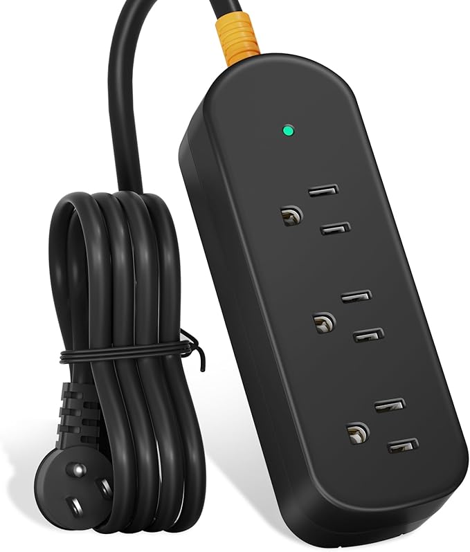 Covozon 6ft Extension Cord, 3 Outlets Small Power Strip, Mountable Power Strip Weatherproof for Home, Outdoor, Travel.