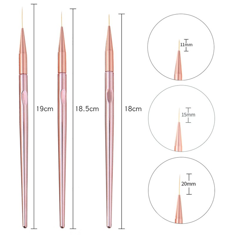 Ombre Nail Art Brushes - 5Pcs Detail & Liner Brush Set for Acrylic Nails | Precision Painting Tools