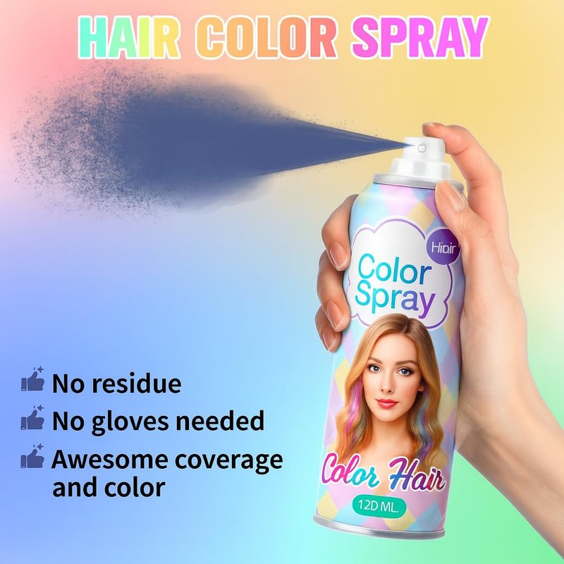 5PC Temporary Hair Color Spray Set, Pink Red Purple Blue Green Hair Spray for Women Kids Men, 1-Day Washable Hairspary for Halloween, Cosplay, Crazy Hair Day, Festivals & Parties