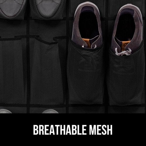 Gorilla Grip Shoe Organizer - Over The Door Design | Holds Up To 40lbs | 2-Pack with LED Tactical Flashlight