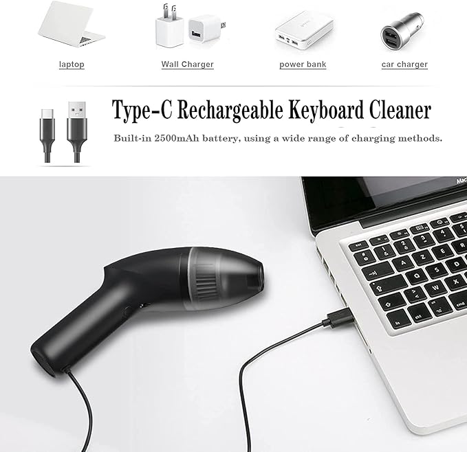 HONKYOB Mini Vacuum Cleaner-Rechargeable,Cordless,Desk Vacuum Cleaner for Dust,Hair,Crumbs,Car,Sewing Machine (H043)