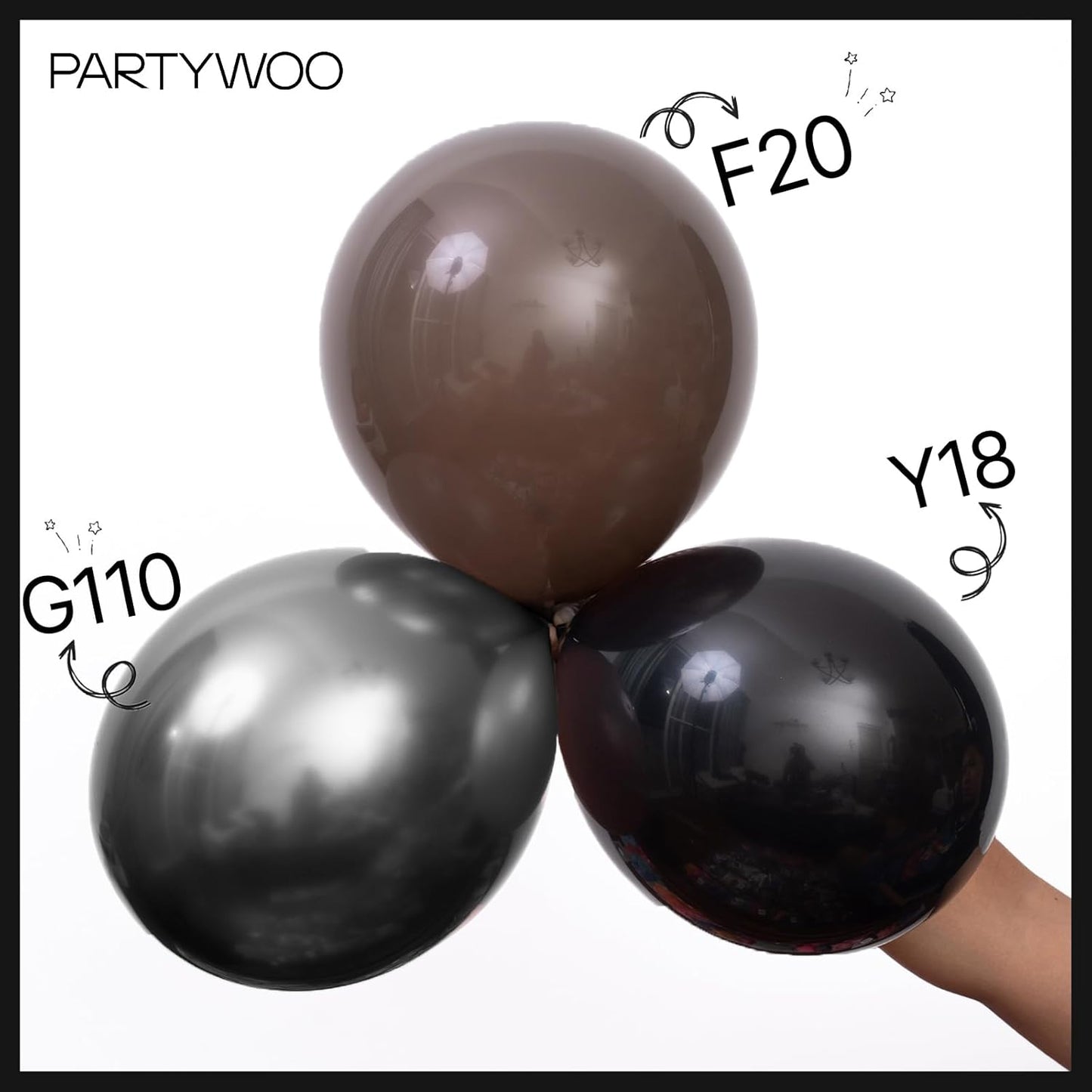 PartyWoo Black Balloons - 128-Piece Arch Kit with Various Sizes for Baby Showers & Parties | 5-18 Inch