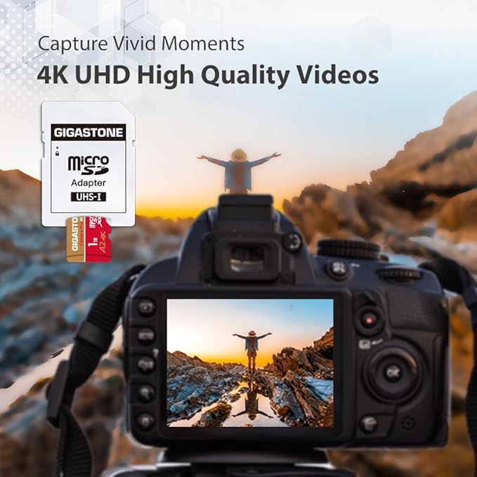 【5-Years Data Recovery】 GIGASTONE 1TB Micro SD Card 4-Pack, 4K Camera Pro, R/W up to 150/130 MB/s, 4K Video Recording for GoPro, DJI, Drone, MicroSDXC Memory Card UHS-I U3 A2 V30, with Adapter