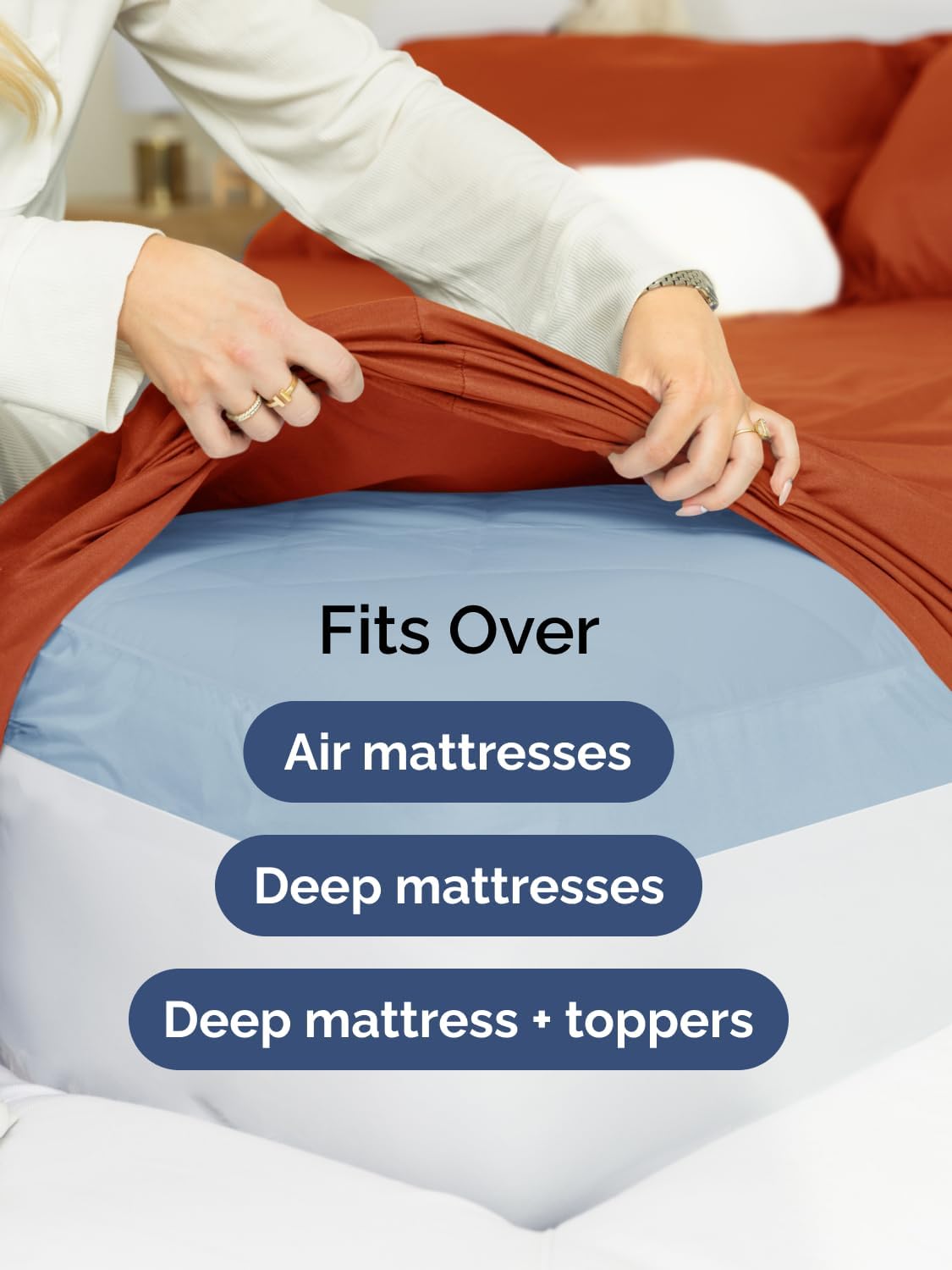 Skiennix Extra Deep Twin Sheet Set | 4-Piece Breathable Cooling Bedding - Soft, Wrinkle-Free Terracotta