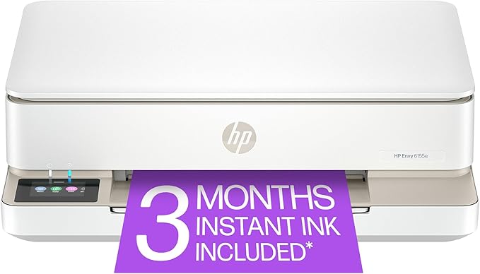 HP Envy 6155e Wireless All-in-One Color Inkjet Printer, Portobello, Print, scan, copy, Duplex printing Best-for-home, 3 month Instant Ink trial included, AI-enabled (714L5A)