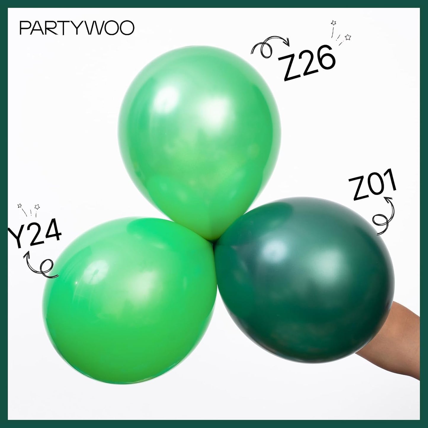 PartyWoo Pearl Dark Green Balloons - 140pcs Jungle Dinosaur Party Decoration Kit | 5-12 Inch Sizes
