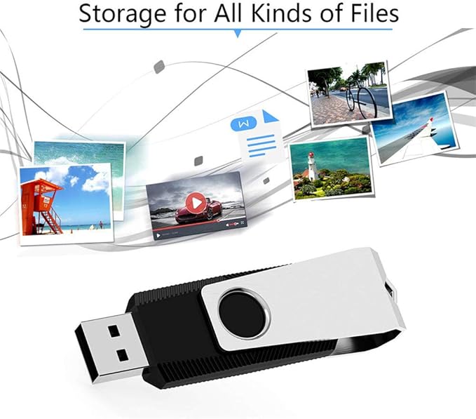 KEXIN 16GB USB Drive Bulk 50 Pack Flash Drive 16 GB Thumb Drive Bulk Flash Drive 50 Pack Swivel USB 2.0 (16GB, 50PCS, Black)