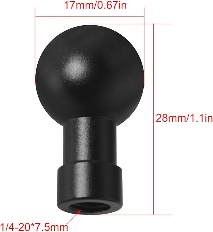 LUORNG 2PCS Ball Head to 1/4 Female Photo Bracket Conversion Accessories Aluminium Alloy 17mm Direct Broadcast Bracket Accessories Mobile Phone Mounting Bracket for Camera Mobile Phone GPS