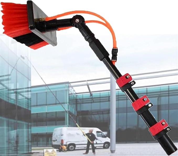 Window Cleaning Telescopic Pole, Window Cleaning Pole Water Fed Pole Kit for Cleaner Conservatory Roof Photovoltaic Panel Cleaning Extendable Solar Panel Roof Cleaning Tools,30cmBrush-6mRod