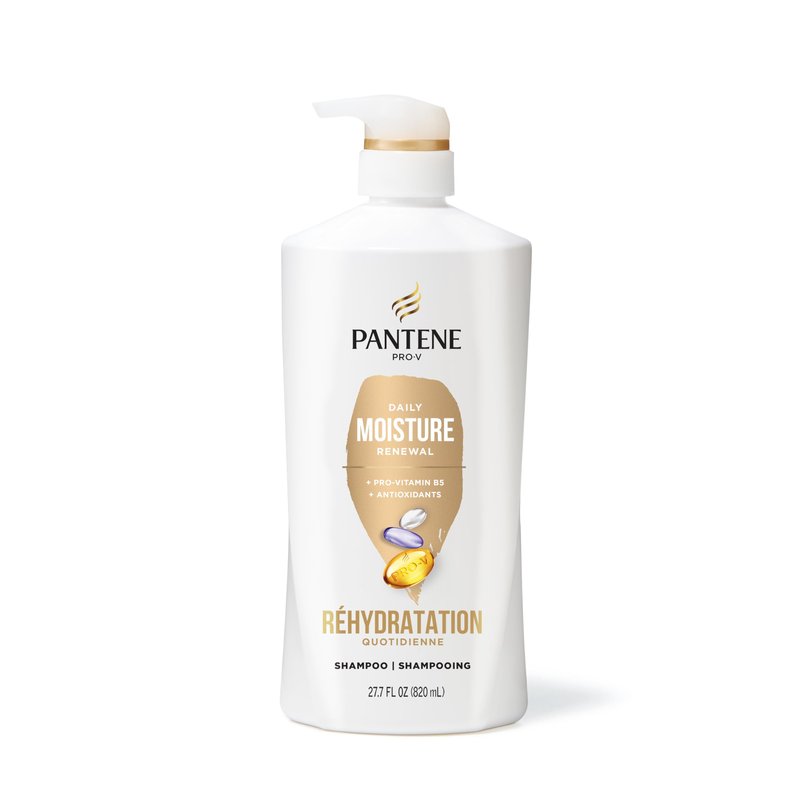 Pantene Shampoo, Daily Moisture Renewal - Pro-V Nutrients for Dry, Color-Treated, Straight to Curly Hair, 72-Hour Hydration & Softness, 27.7 Oz Each, 2-Pack + Miracle Rescue Shot (0.5 Oz)