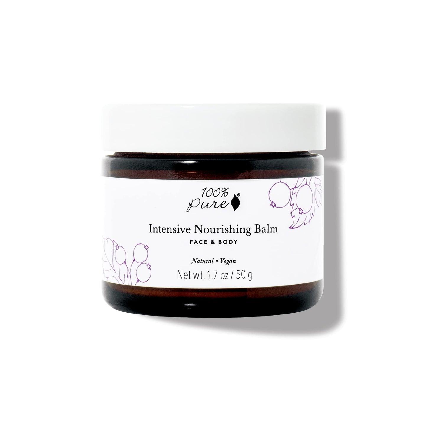 100% PURE Intensive Nourishing Balm Face & Body Cream Moisturizer with Luxuriously Thick Replenishment for Powerful Hydration & Dry Skin Care - Vegan - 1.7oz