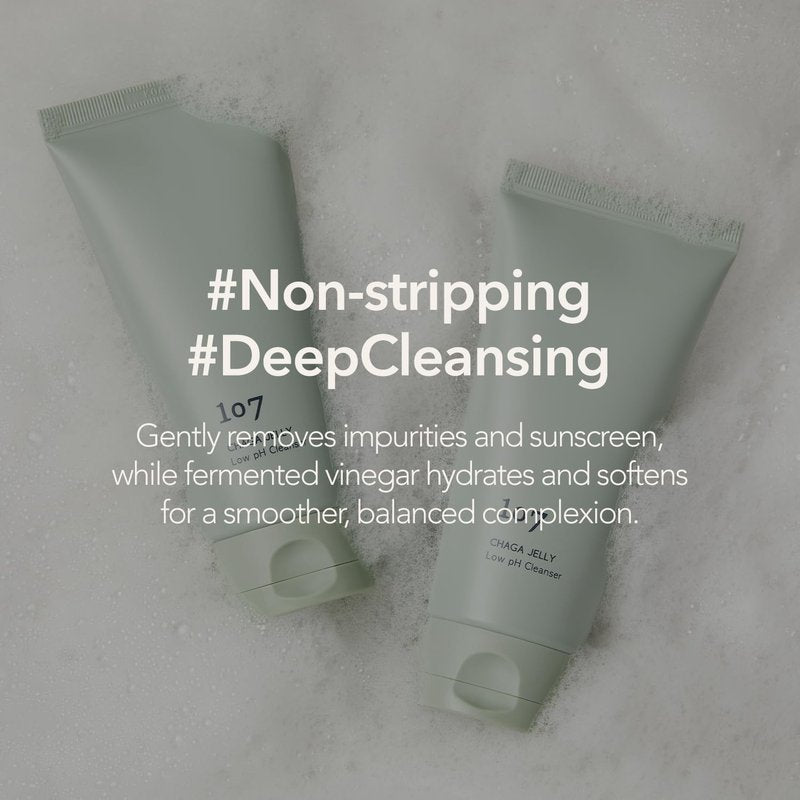 107 Gentle Gel Cleanser, Low pH, Non-Stripping Cleanser for Sensitive Skin, Enriched with Antioxidant & Calming Ingredients, Korean Beauty (4.0 fl oz)