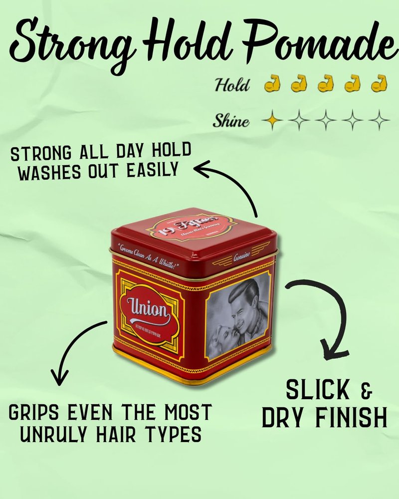 Strong Hold Pomade For Men - 4oz Beautifully Crafted Tin | All Day Firm Hold, Easily Washes Out With Water, Low Shine & Amazing Scent - Ideal For Gripping And Defining Pompadours, Side-Part Comb-Overs