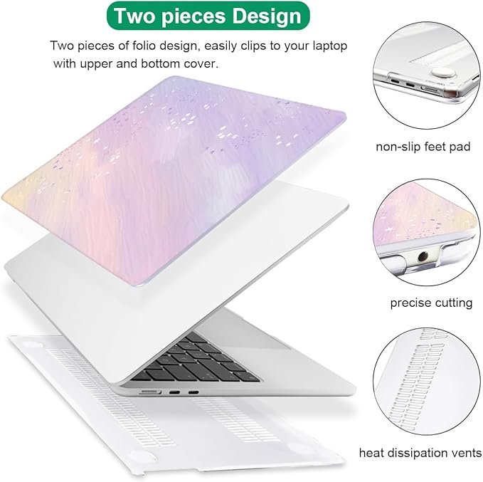 LCMOCICO for MacBook Air 13 Inch Case 2026 2025 2024 2023 2022 Release M5 A3449 M4 A3240 M3 A3113 M2 A2681, Scratch Resistant Plastic Hard Shell Case for MacBook Air 13.6 M5, Pink Purple Gradient
