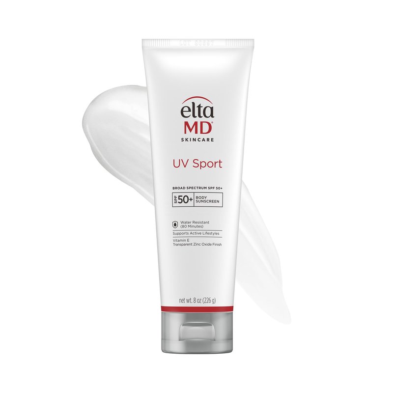 EltaMD UV Sport Sunscreen Lotion, SPF 50 Body Sunscreen, Water and Sweat Resistant, Oil-Free, Zinc Oxide Formula, 8 oz Tube