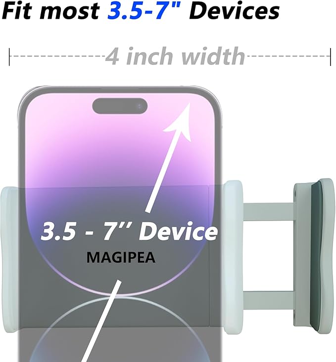 MAGIPEA Gooseneck Phone Holder for Bed, Flexible Overhead Cell Phone Mount for Desk, Hands-Free Viewing Clamp Stand Compatible with iPhone 17 16 15 Pro Max and 3.5-7" Devices, White