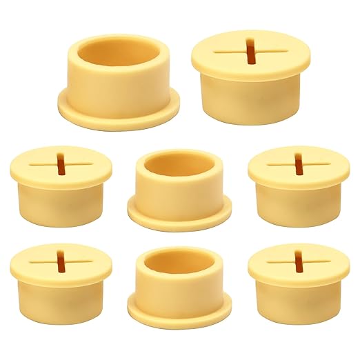 BOPOREAE Desk Grommet, 3/4 in 20 mm Silicone Rubber Grommets, Yellow Desk Hole Cover for Cables, Flexible Wall Cord Pass Through Grommet for Office Table Computer Home Furniture Wire Organizer-8 Pcs