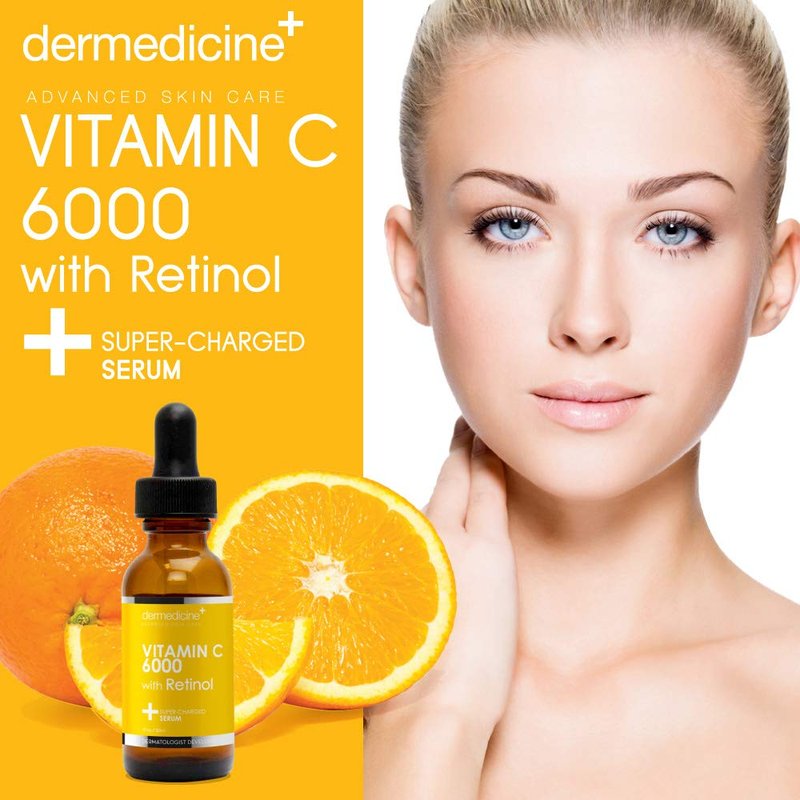 Vitamin C 6000 w/Retinol Anti-Aging Serum for Face Helps Smooth Wrinkles, Brightens Complexion Improves Texture & Tone for More Youthful Skin | 1 fl oz / 30 ml