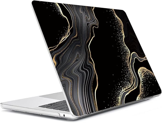 HOHAIYOO Compatible with MacBook Air 13 inch Case 2026 2025-2022 M5 A3449 M4 A3240 M3 A3113 M2 A2681, Plastic Hard Shell&Keyboard Film&Screen Film&Webcam Cover for MacBook Air 13.6" Case, Black Marble