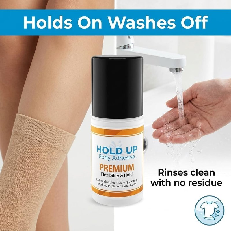 Hold Up Body Adhesive - Premium Roll-On Skin Glue for Dancers & Costumes | 2 oz, 2-Pack