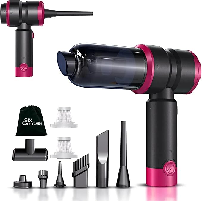 SIX CRAFTSMEN Cordless Rechargeable Mini Vacuum, 4-in-1 Car Vacuum Cleaner