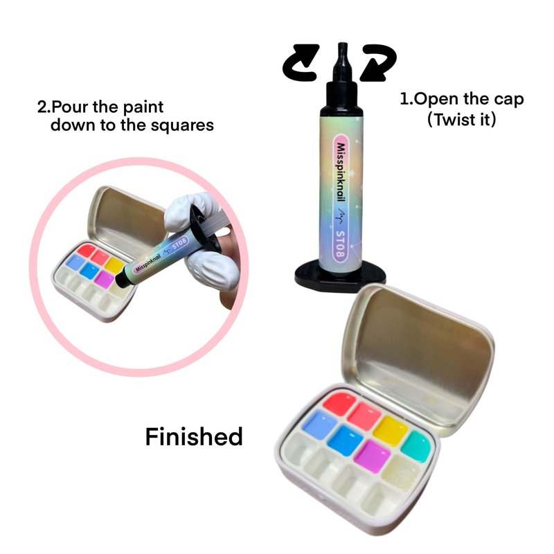 YJMyujimi Semi Translucent jelly Gel Rainbow Set 8 colours 5g each Black Tube gel polish DIY at home nail art drawing 7bright colour & 1 sparkling gel Small case with 12 divisions Fine packaging Gift