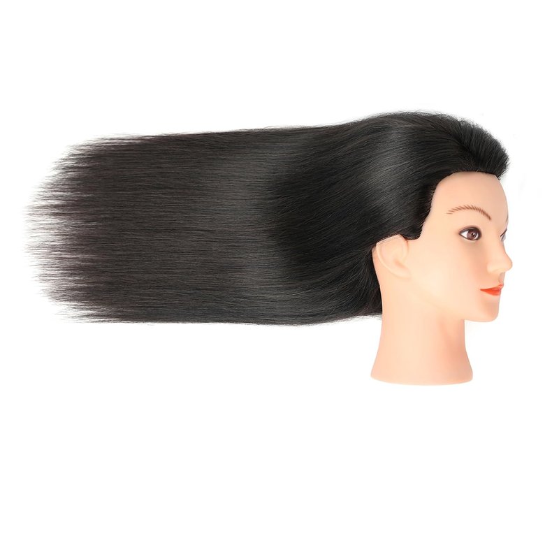 Human Hair Mannequin Head for Hair Practice - 20-22 Inch Cosmetology Doll with Clamp | Natural Black