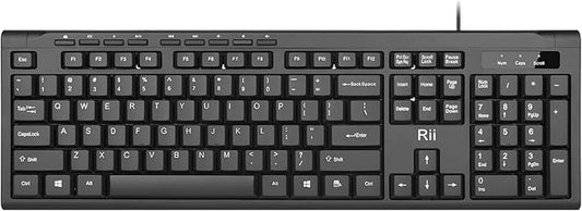Rii RK907 Ultra-Slim Compact USB Wired Keyboard for Mac and PC,Windows 10/8 / 7 / Vista/XP(Black) (10-PCS)