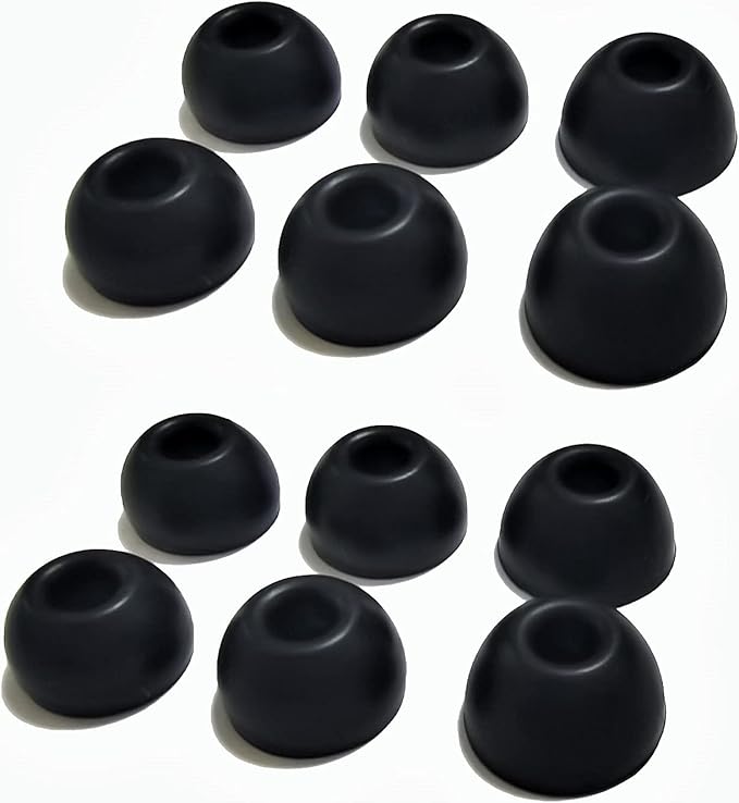 Luckvan Silicone Ear Tips for Beats Studio Buds Tips Replacement Ear Earbuds Tips for Beats Studio Buds+/Fit Pro/Solo Buds Earbuds 6 Pairs LMS Black