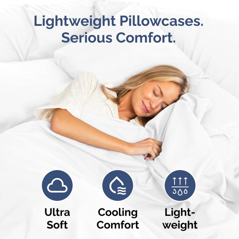 Standard Pillow Cases Set of 2 - Ultra-Soft Hotel Quality Pillowcase Covers - Comfy & Wrinkle Free - Stain and Fade Resistant - Machine Washable Pillow Protectors - 2 Piece Set - Standard Size White