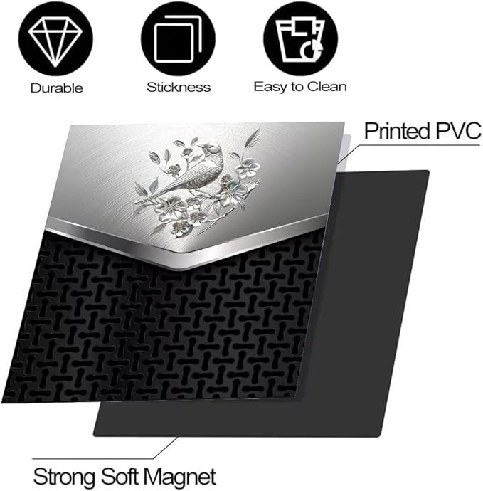 Dishwasher Covers Decorative Magnetic Sticker,Stainless Steel Design Bird and Flower Pattern Refrigerator Front Panel,Kitchen Decor Fridge Magnet Cover Decor,23 x 26inchs