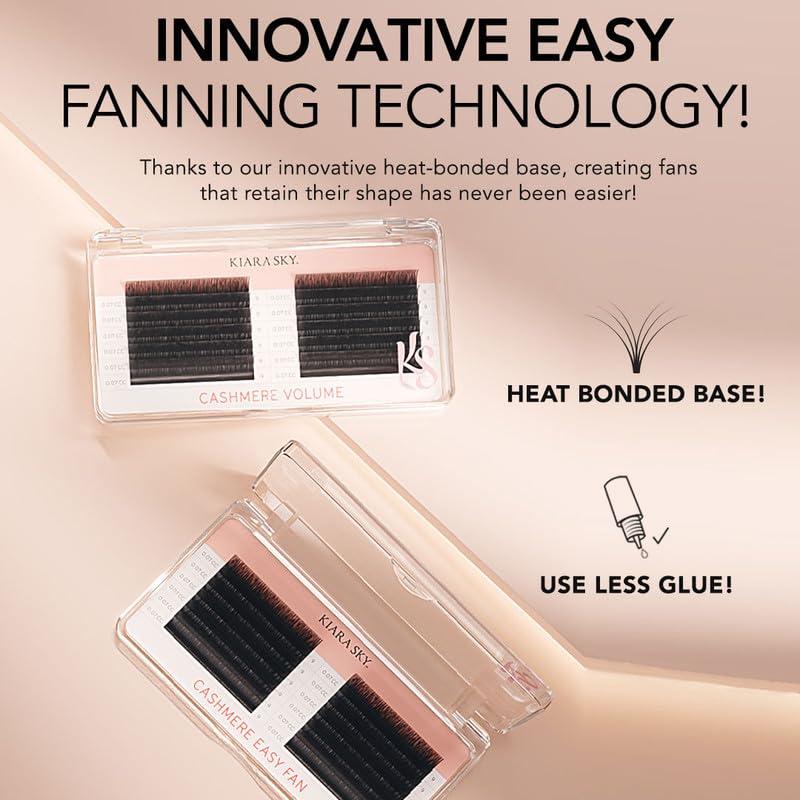 KIARA SKY LASH Premium Cashmere Easy Fan Lash Extensions - Soft Semi-Matte Finish | Black CC-0.03 10mm