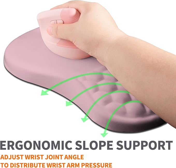 Armanza Ergonomic Joint Wrist Support Mouse Pad with Memory Foam Cushion Massage Bump, Carpal Tunnel Pain Relief Mousepad Slope Design for Wrist Rest, 11.8x7.9 in, Thistle