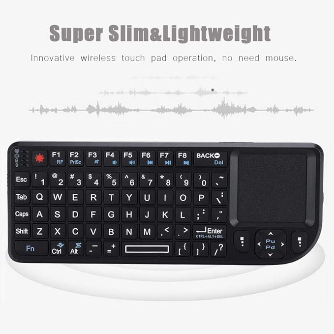 Serounder 2.4GHz Touchpad Keyboard,A8 Mini Rechargeable Ultra-Thin Mini USB Backlit Keyboard with IR Light for HTPC for /4 for 360 and ONE(QWERTY Keypad)