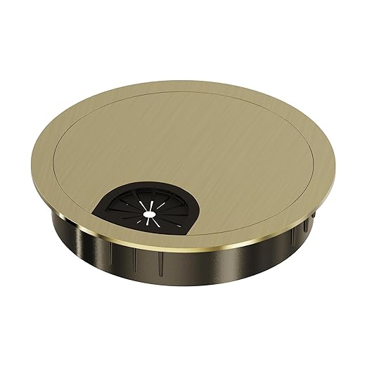 Skweawert Desk Grommet 2-3/8 Inch 60mm, Zinc Alloy Computer Desk Wire Hole Cover, Office Desktop Cord Cable Hole Metal Ring, Bronze Tone