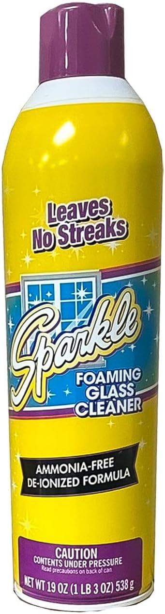 Sparkle Glass Cleaner Aerosol Spray Bottle, Ammonia-Free De-Ionized Formula, Leaves No Streaks, 20-Ounce Bottle (Pack of 3)